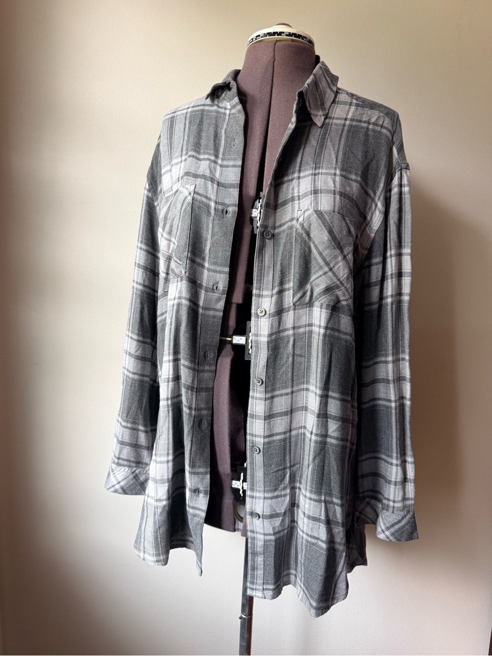 New bp Gray Plaid Flannel Shirt